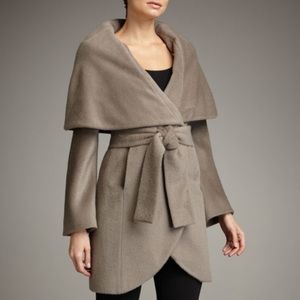 Tahari Marla Taupe Wool Wrap Coat
